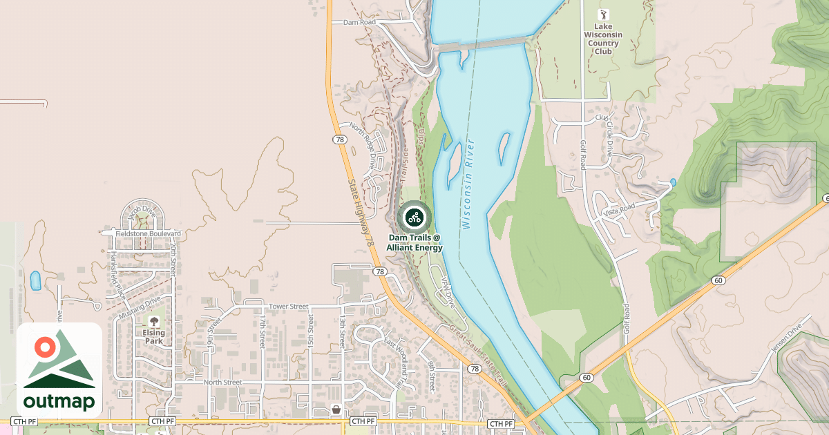 Map of Dam Trails @ Alliant Energy
