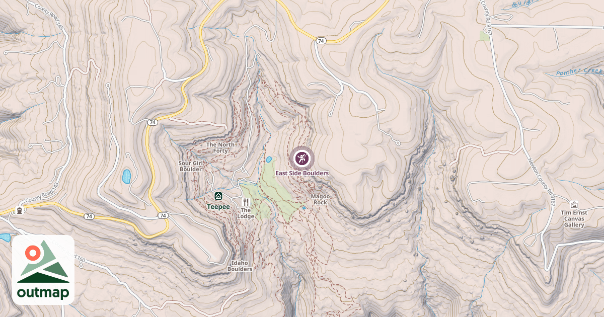 Map of East Side Boulders