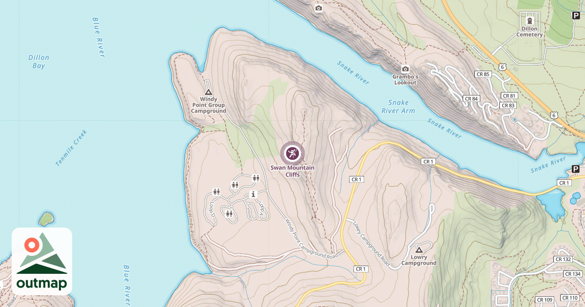 Map of Swan Mountain Cliffs