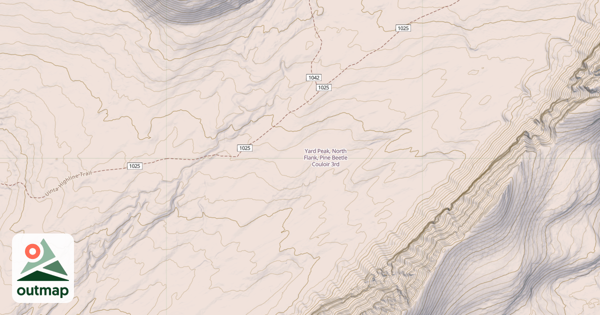 Map of Yard Peak, North Flank, Pine Beetle Couloir