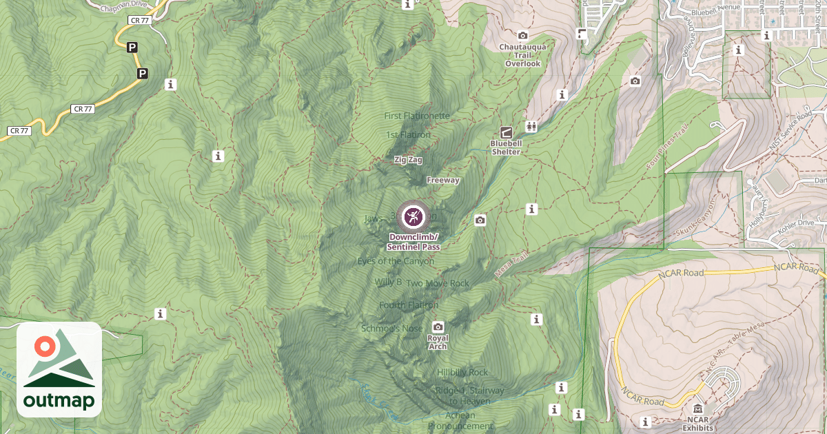 Map of Downclimb/Sentinel Pass