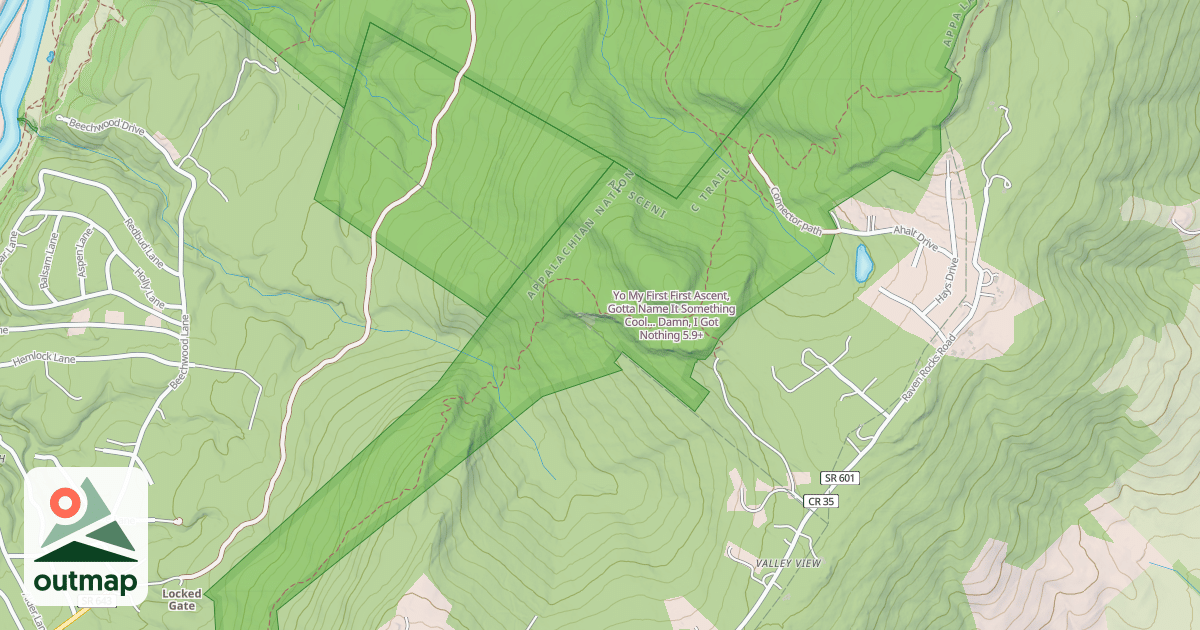 Map of Yo My First First Ascent, Gotta Name It Something Cool... Damn, I Got Nothing