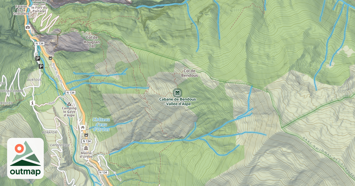 Map of Cabane de Bendous - Vallee d Aspe
