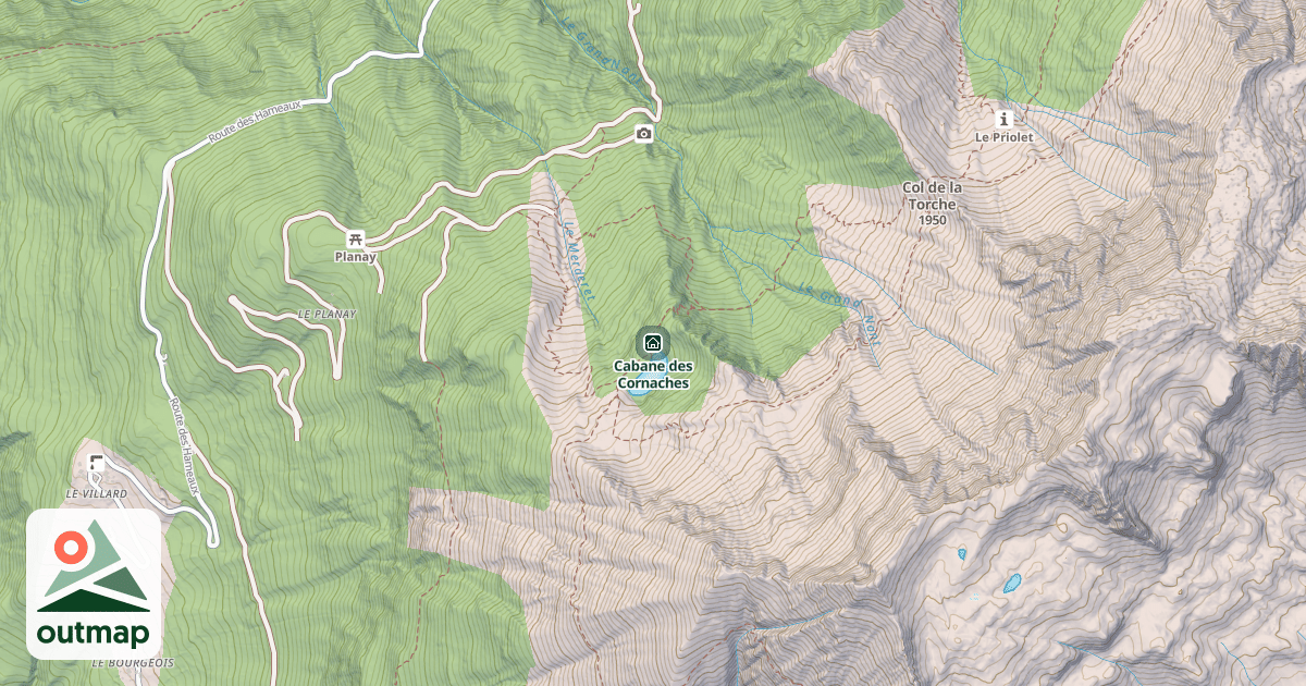 Map of Cabane des Cornaches
