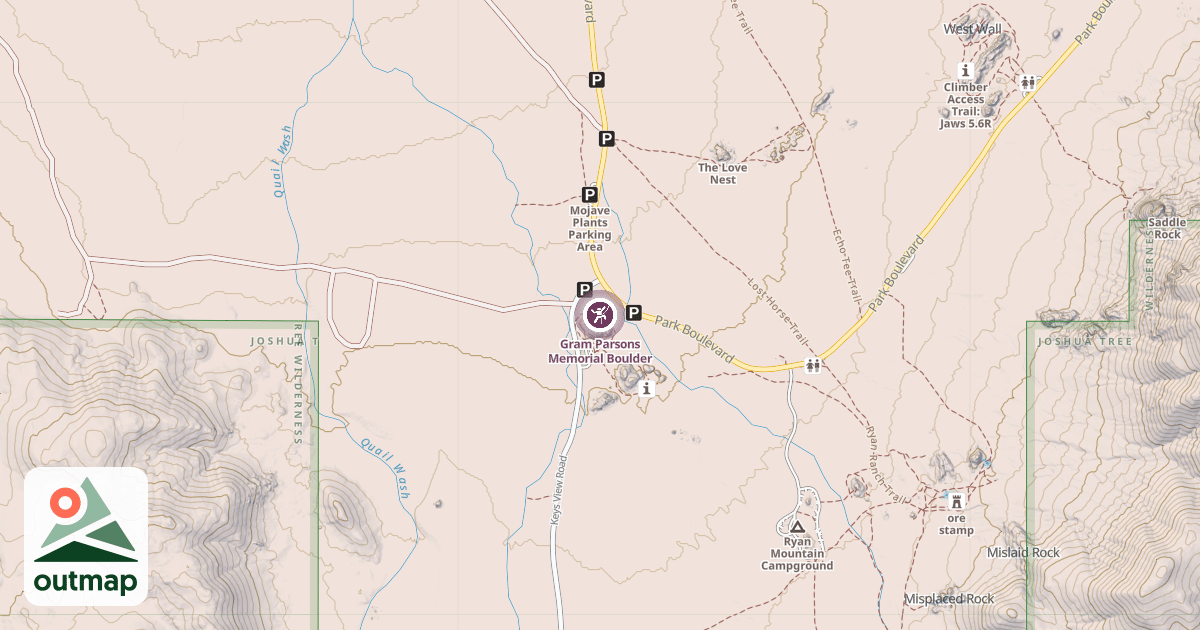 Map of Gram Parsons Memorial Boulder