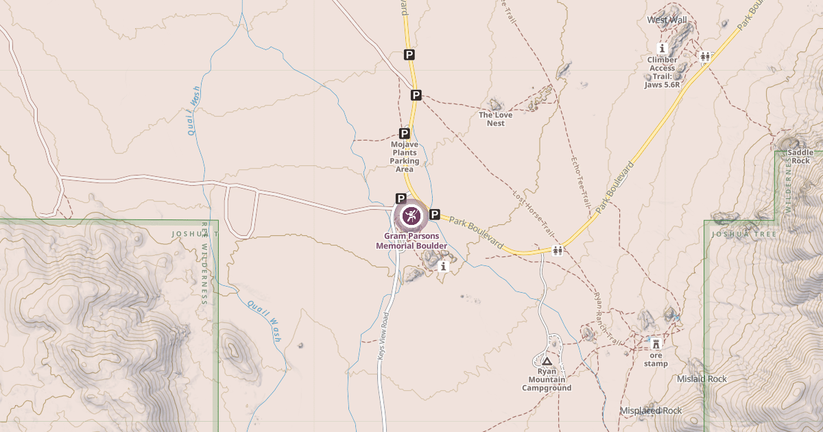 Map preview of Gram Parsons Memorial Boulder