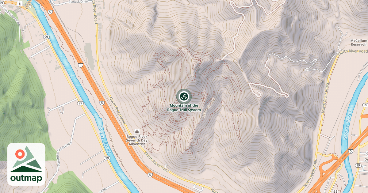 Map of Mountain of the Rogue Trail System