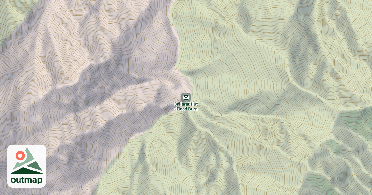 Map of Ballarat Hut - Flood Burn