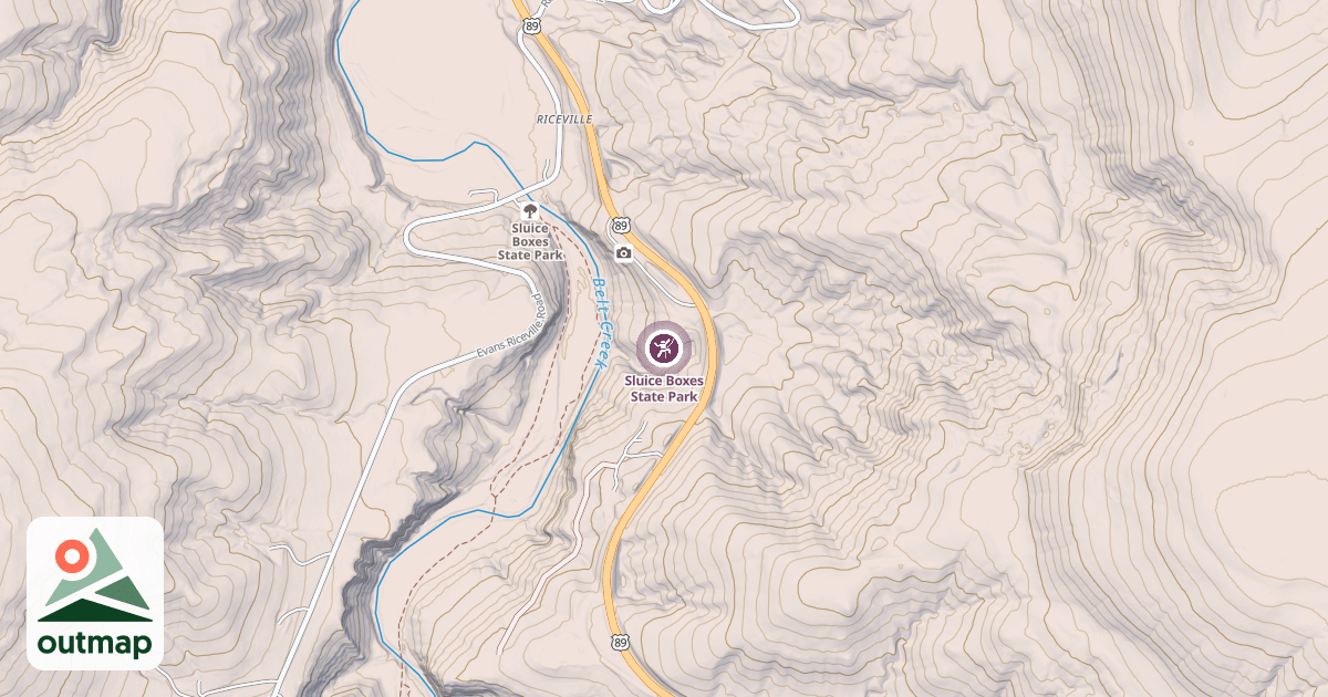 Map of Sluice Boxes State Park