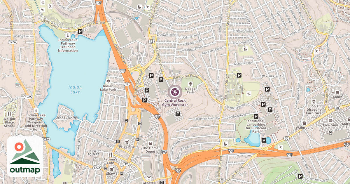 Map of Central Rock Gym Worcester