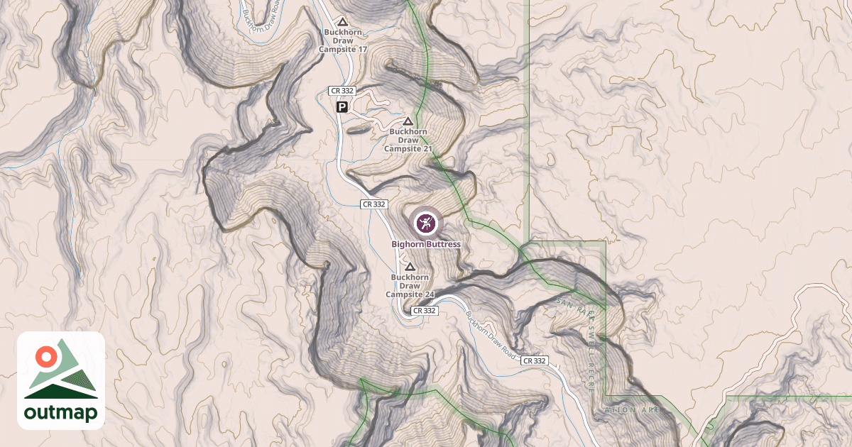 Map of Bighorn Buttress