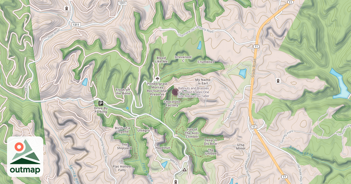 Map of Ballnuts and Brassies or Busted Ankles;One Side Makes You Taller