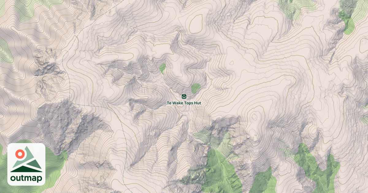 Map of Te Wake Tops Hut