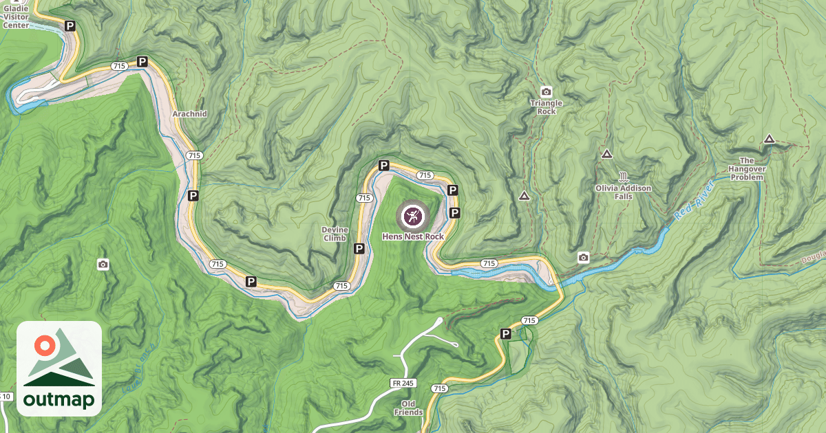 Map of Hens Nest Rock