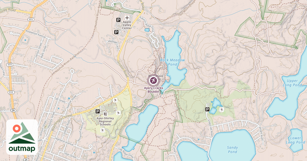 Map of Ayery Cracks Boulder