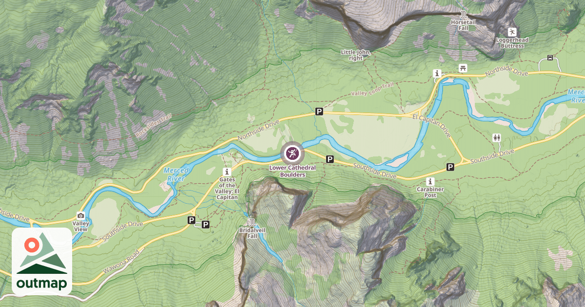 Map of Lower Cathedral Boulders