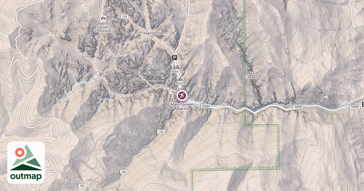 Map of Main Canyon Road Ice