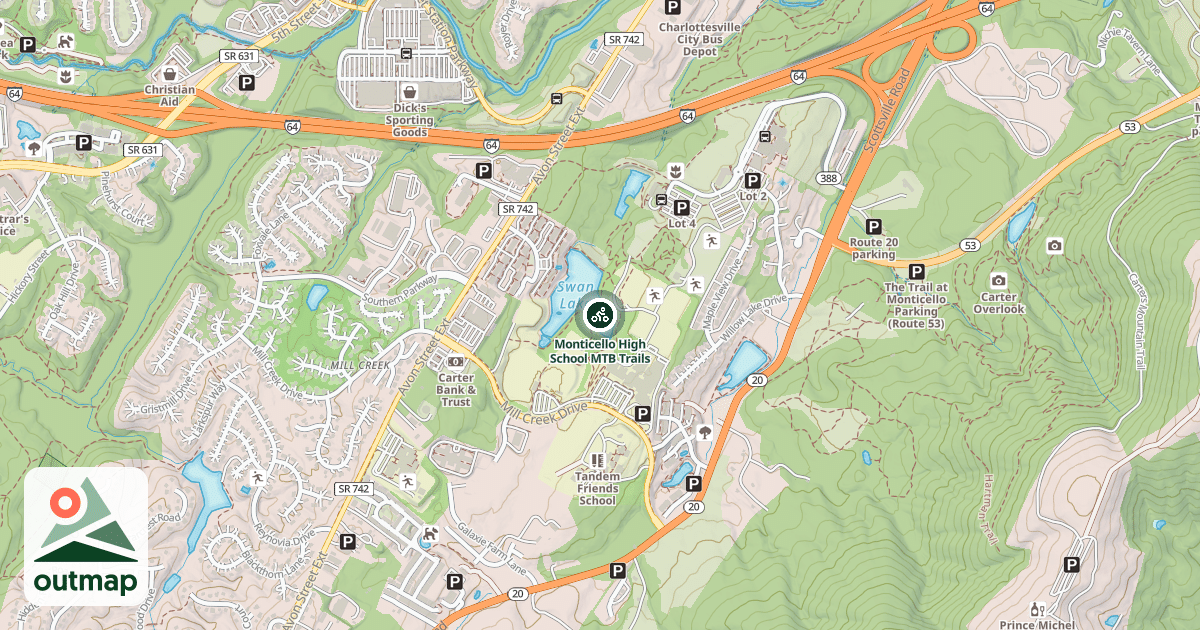 Map of Monticello High School MTB Trails