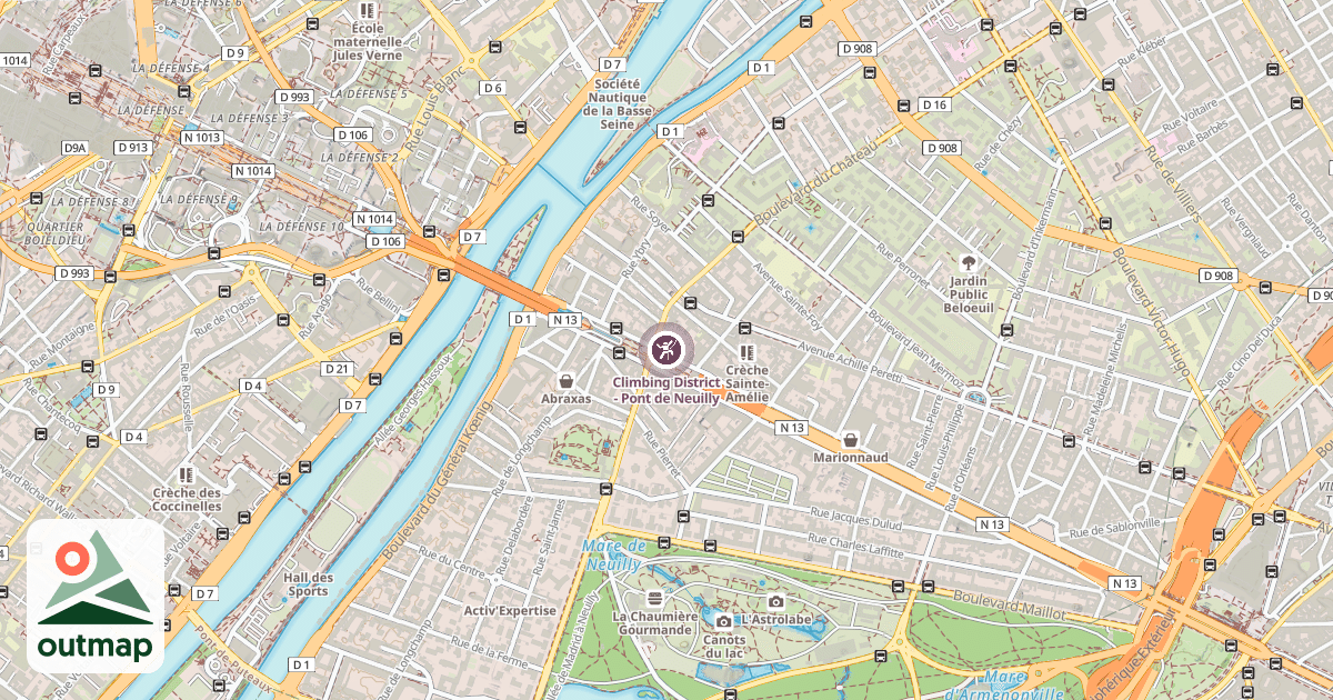 Map of Climbing District - Pont de Neuilly