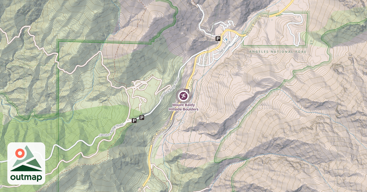 Map of Mount Baldy Hillside Boulders