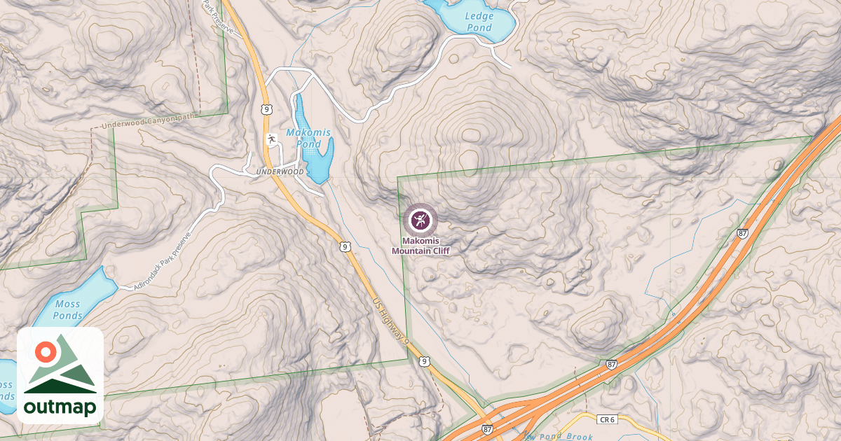 Map of Makomis Mountain Cliff
