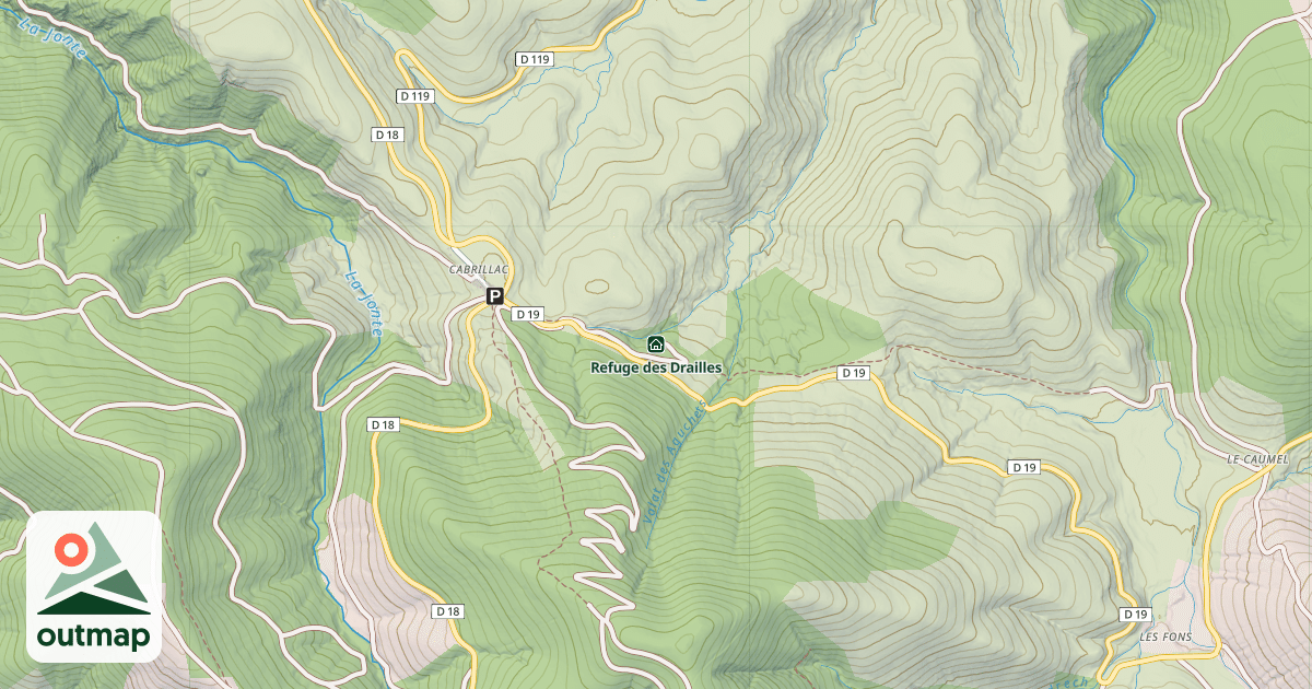 Map of Refuge des Drailles