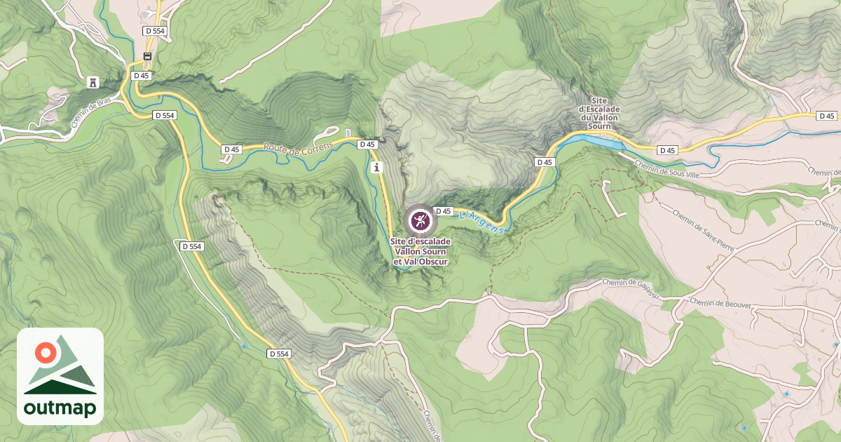 Map of Site d'escalade Vallon Sourn et Val Obscur