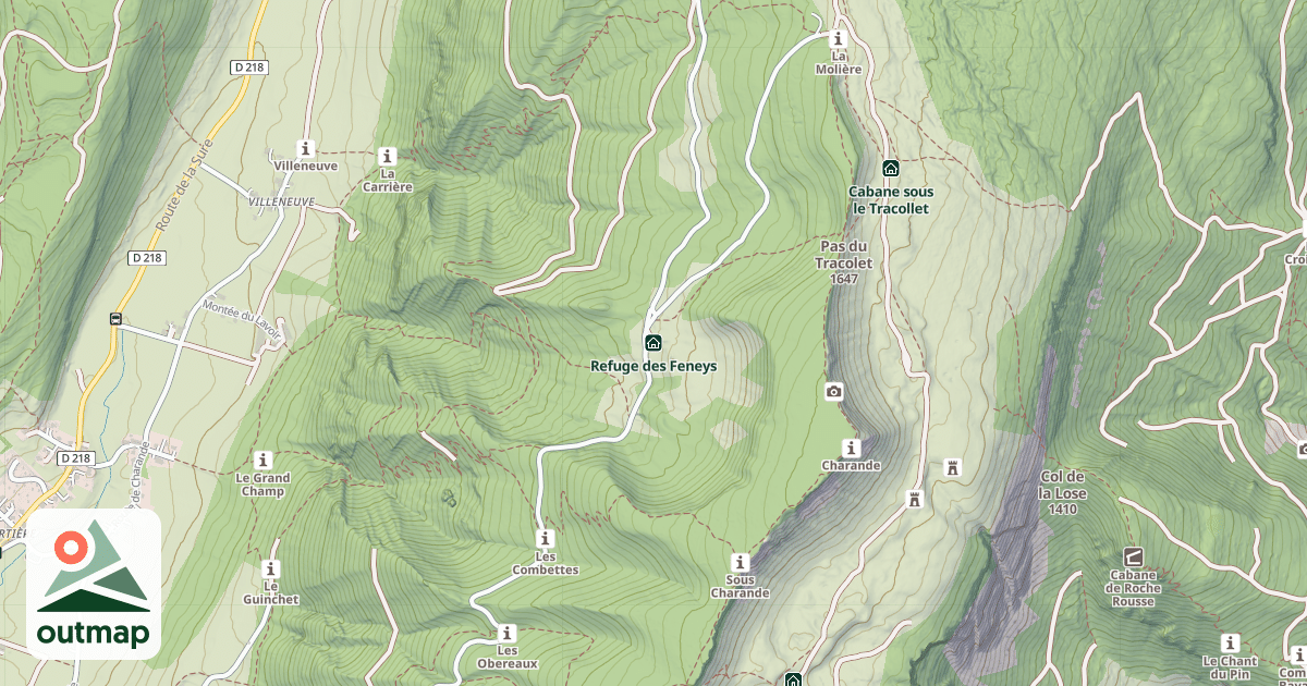 Map of Refuge des Feneys