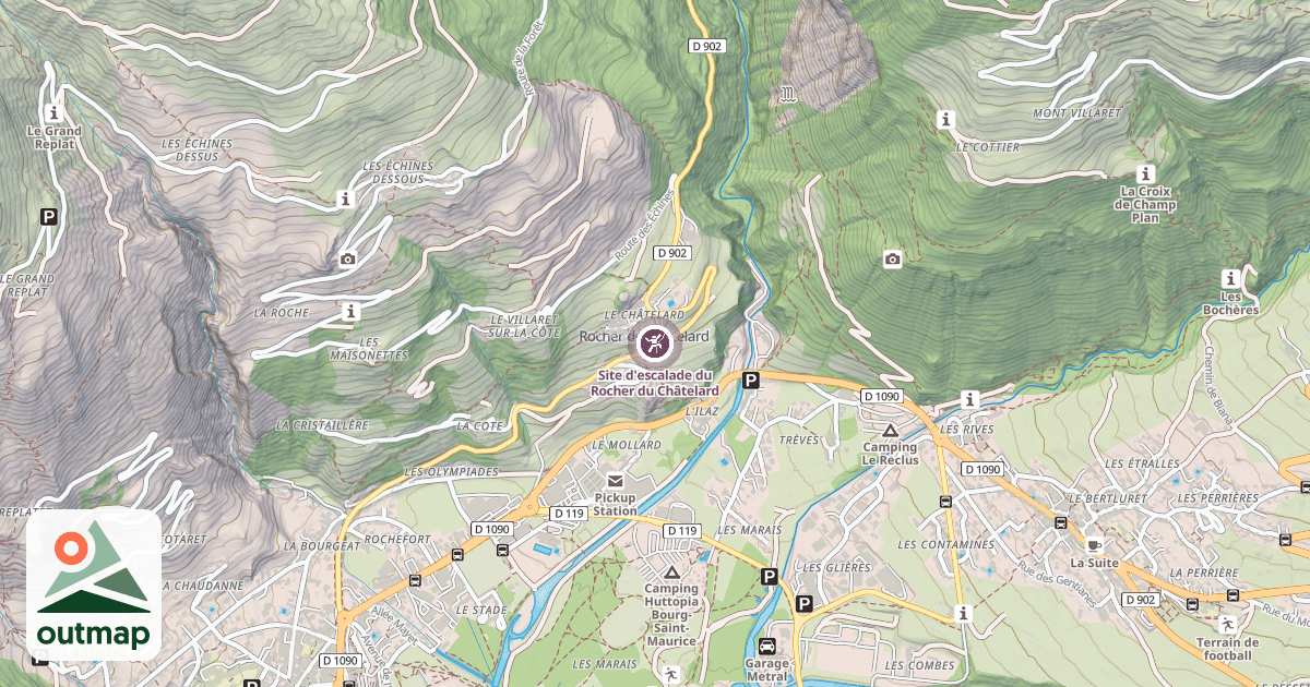 Map of Site d'escalade du Rocher du Châtelard