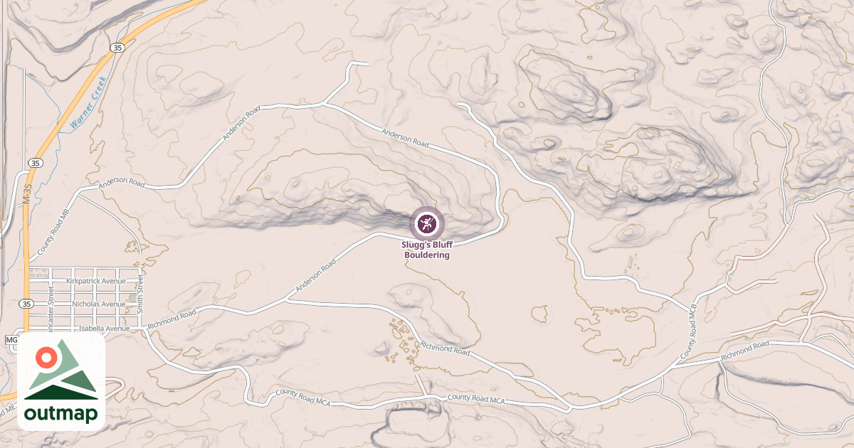 Map of Slugg’s Bluff Bouldering