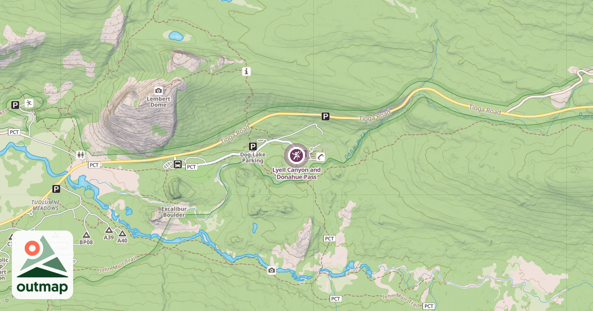 Map of Lyell Canyon and Donahue Pass