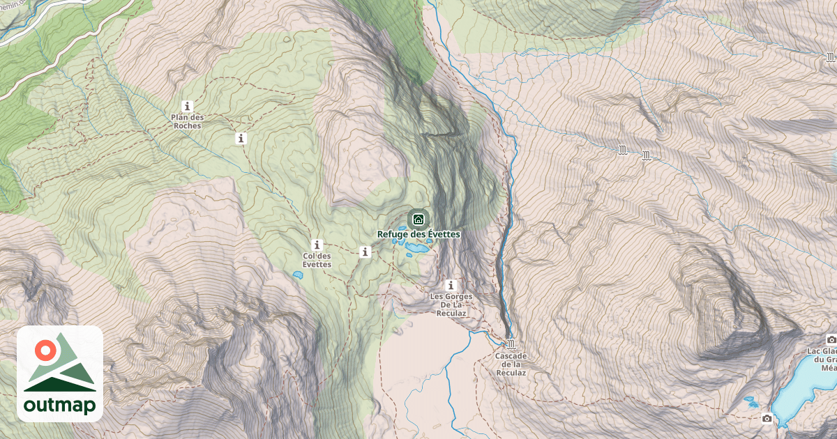 Map of Refuge des Évettes