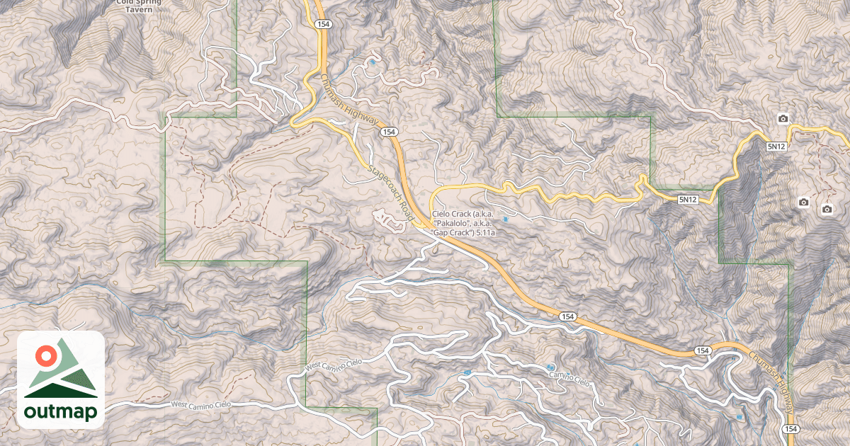 Map of Cielo Crack (a.k.a. "Pakalolo", a.k.a. "Gap Crack")
