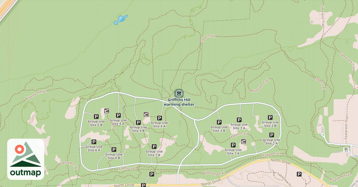 Map of Griffiths Hill warming shelter