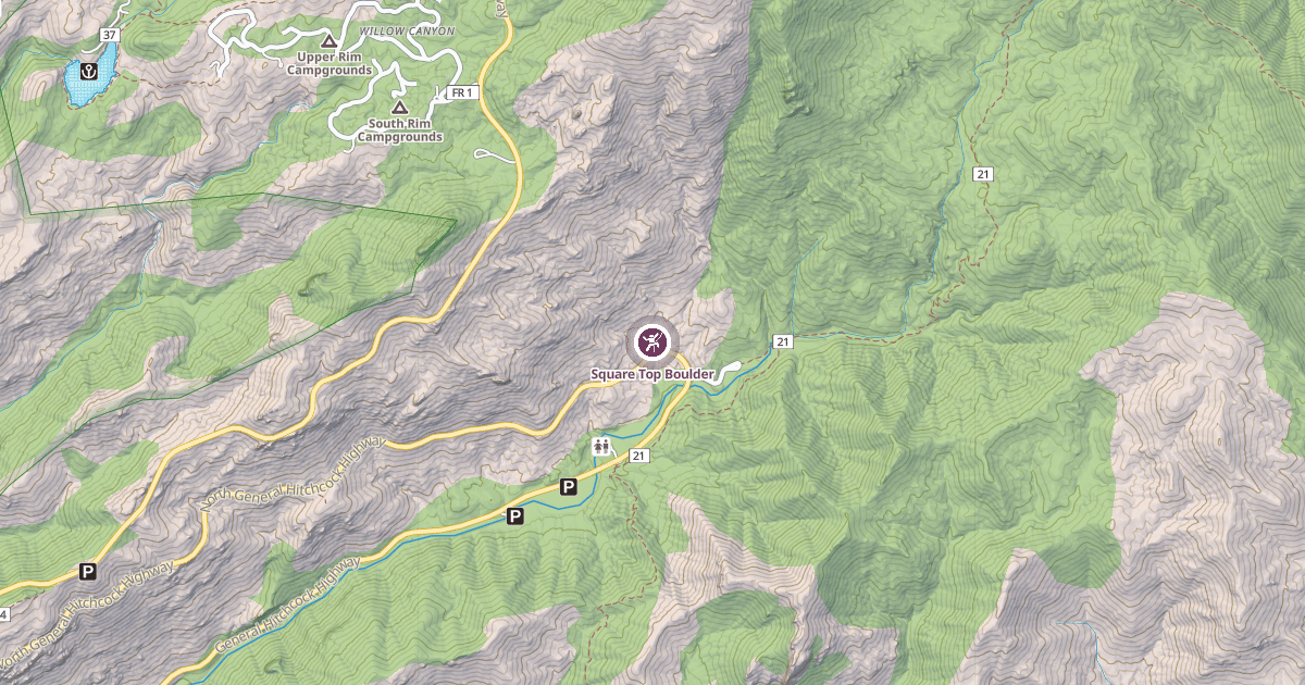 Map preview of Square Top Boulder