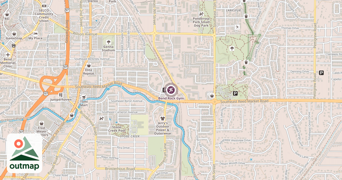 Map of Bend Rock Gym