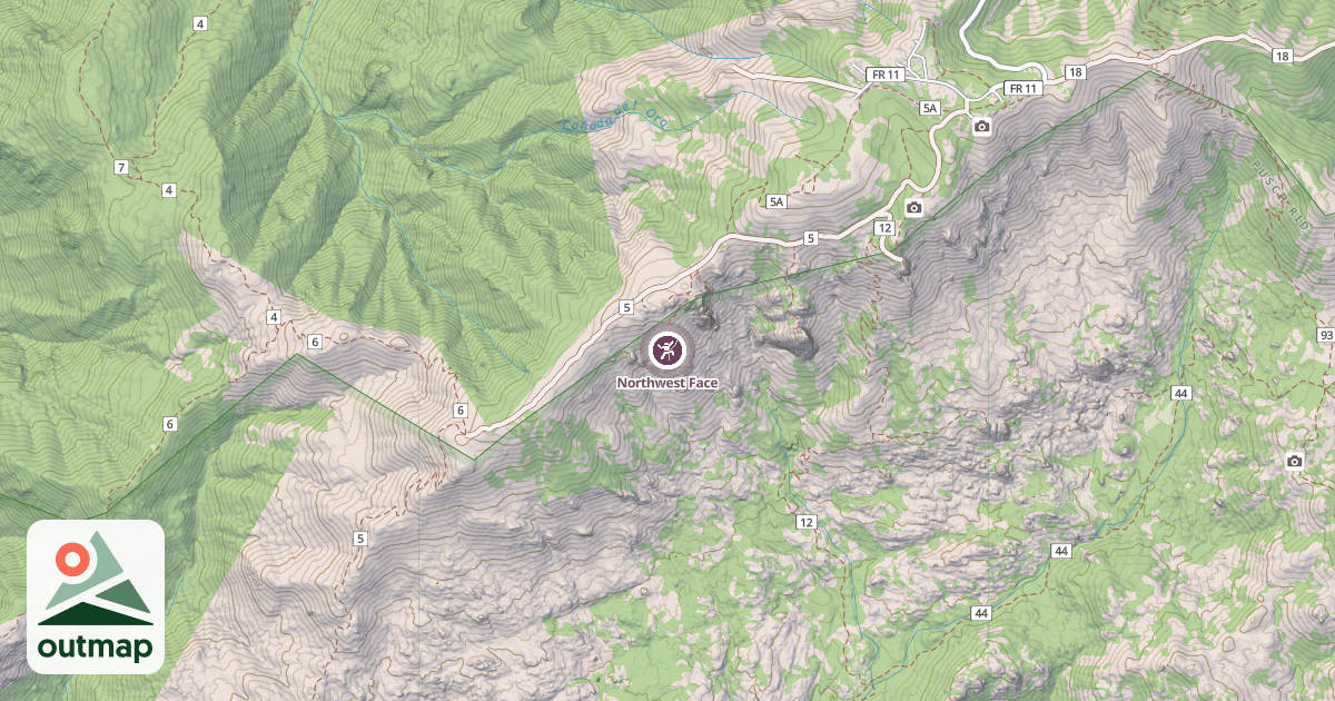 Map of Northwest Face