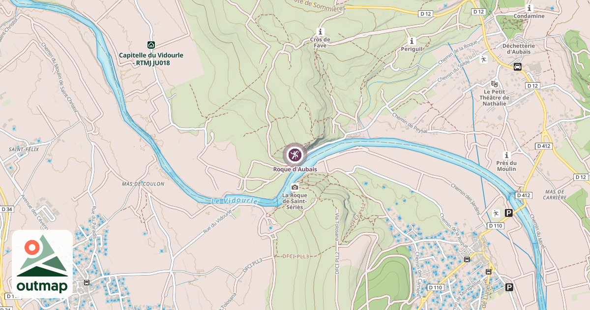 Map of Roque d'Aubais