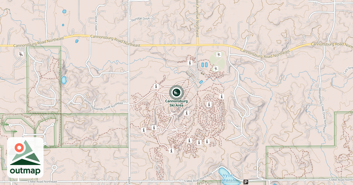 Map of Cannonsburg Ski Area