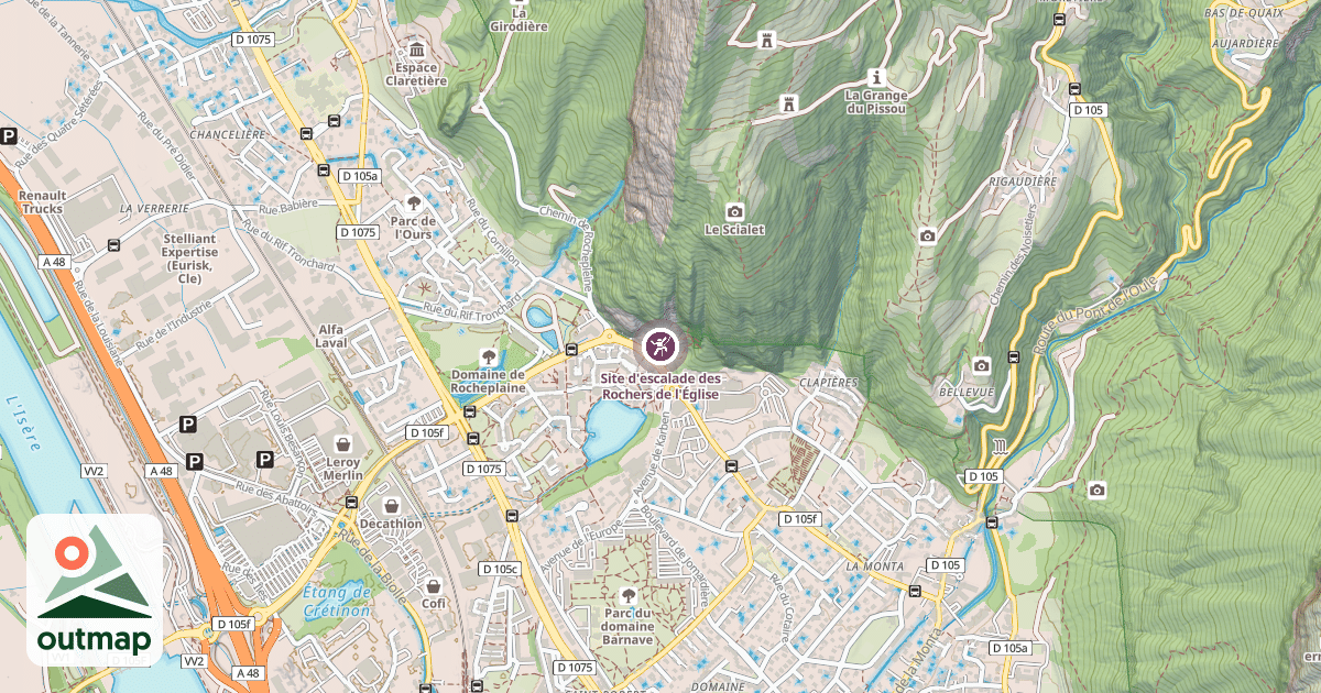 Map of Site d'escalade des Rochers de l'Église