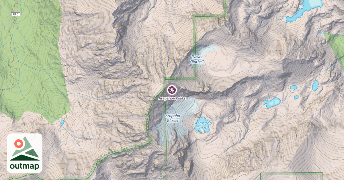 Map of Arapahoe Peaks