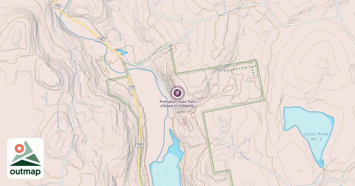 Map of Prompton State Park (Closed to Climbing)