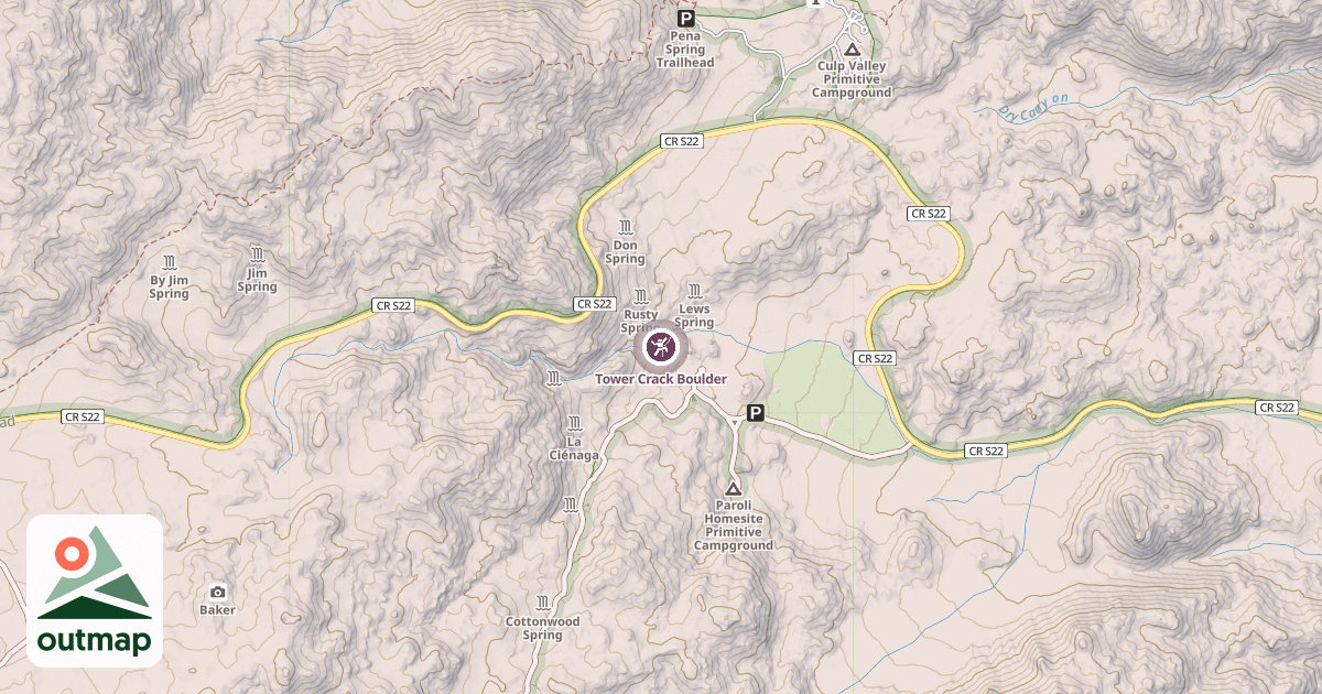 Map of Tower Crack Boulder