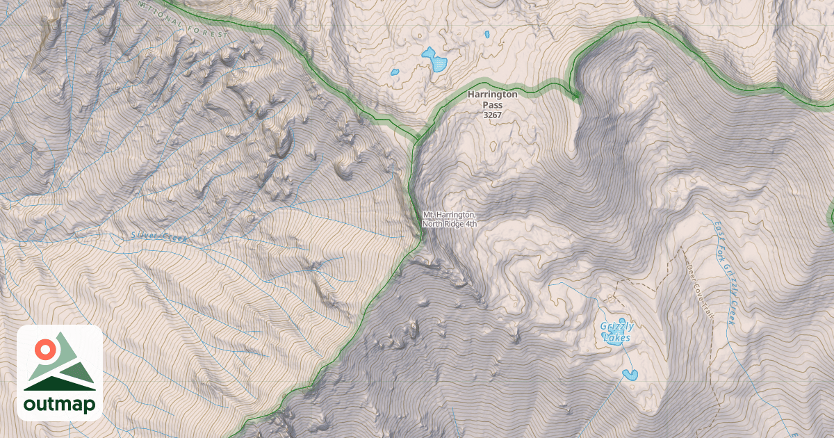 Map of Mt. Harrington, North Ridge