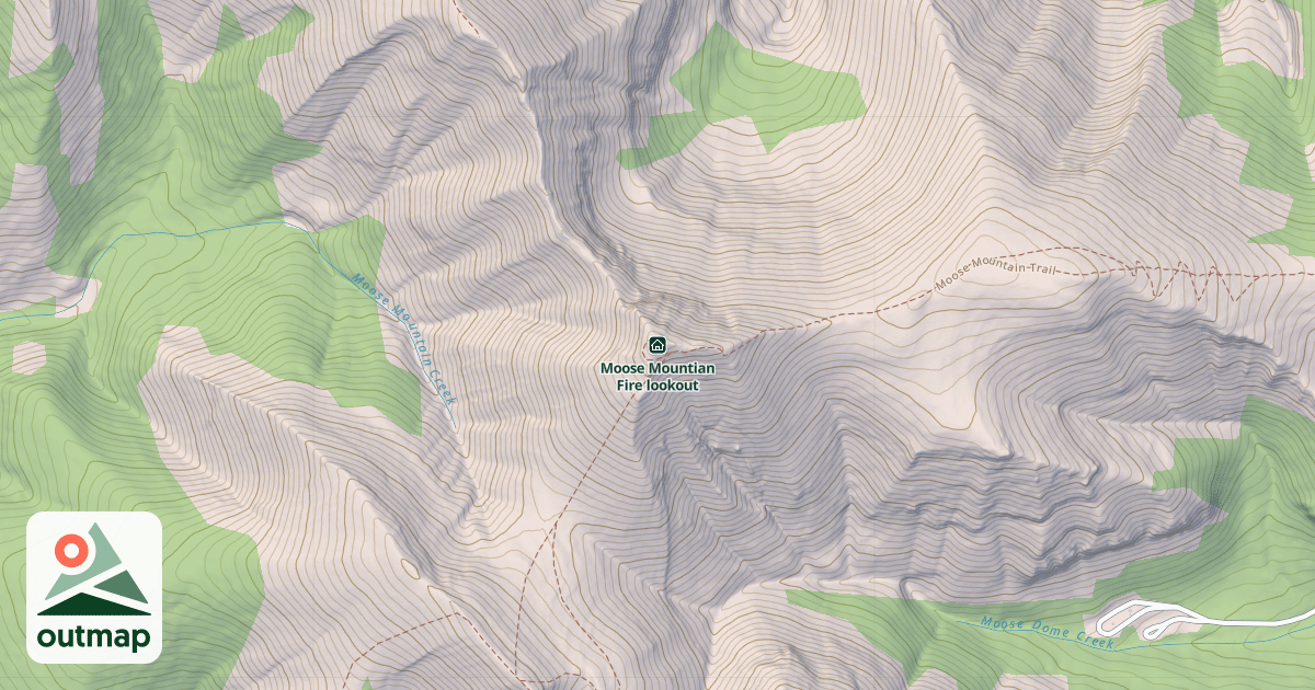 Map of Moose Mountian Fire lookout