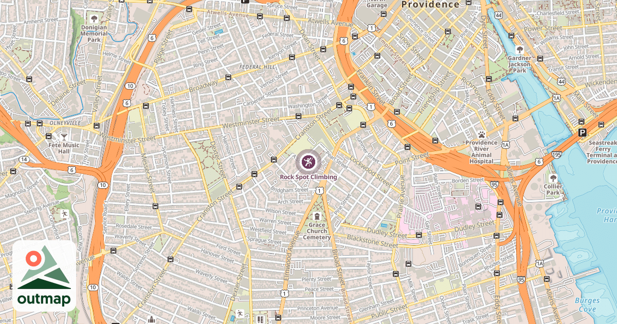 Map of Rock Spot Climbing