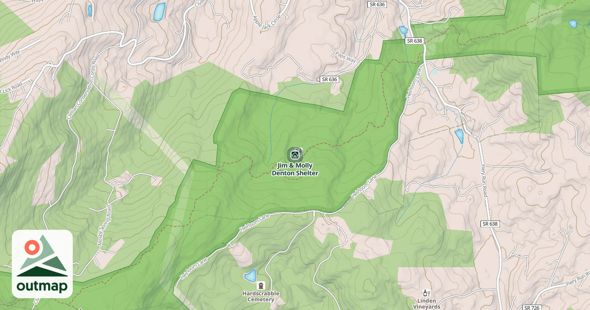 Map of Jim & Molly Denton Shelter