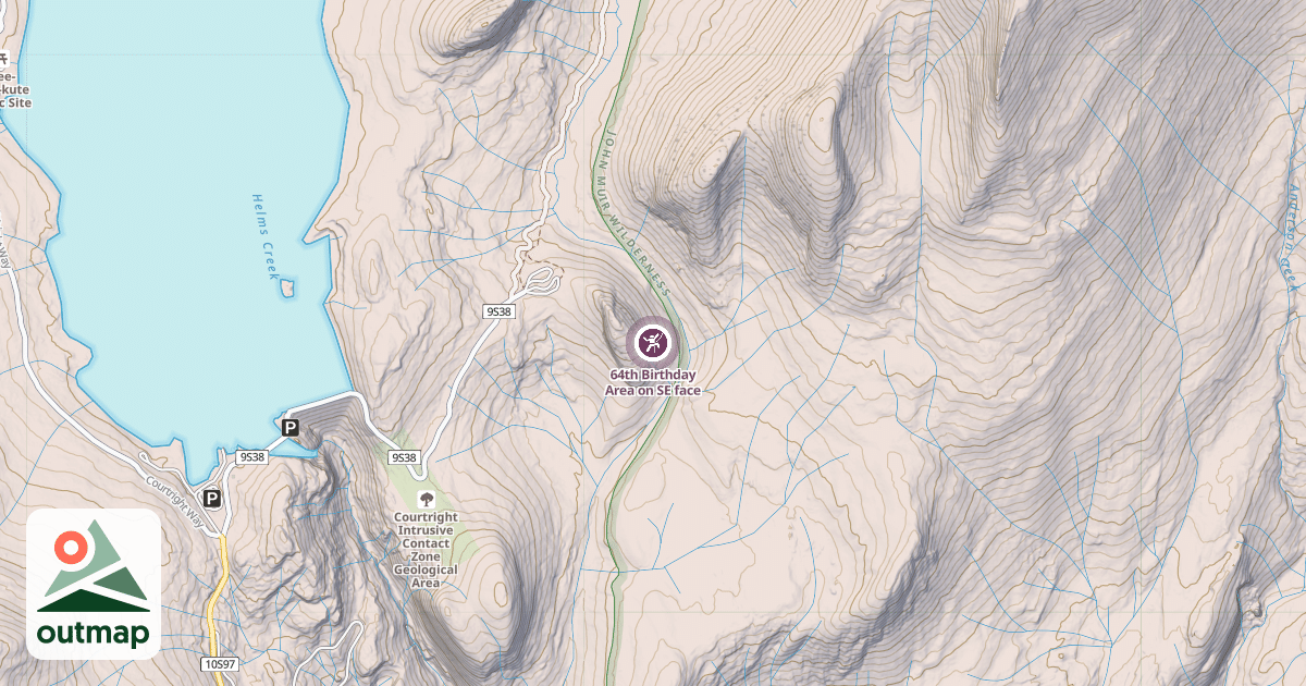 Map of 64th Birthday Area on SE face
