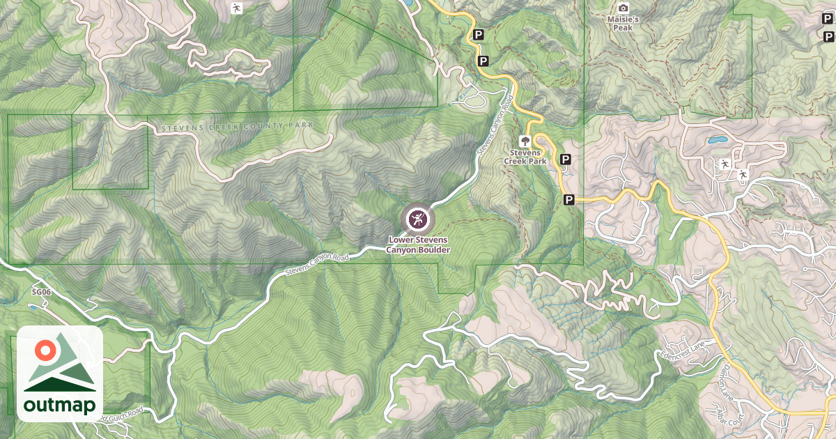 Map of Lower Stevens Canyon Boulder