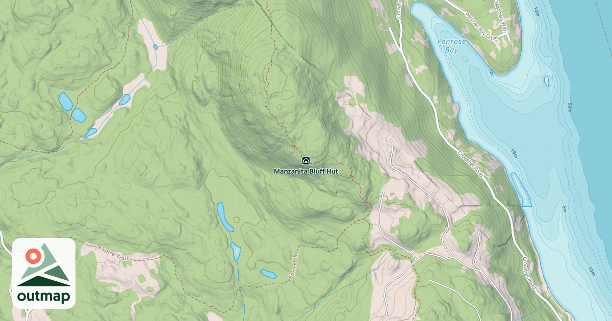 Map of Manzanita Bluff Hut